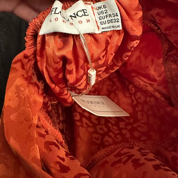 Flounce London minimal satin maxi dress in rust - Picture 5 of 5